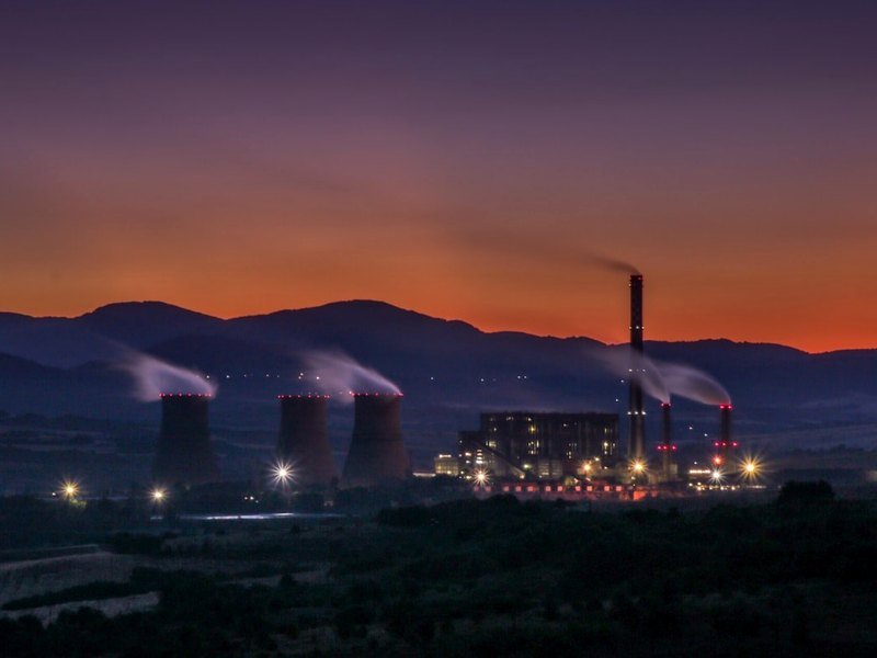 Power plant at dusk