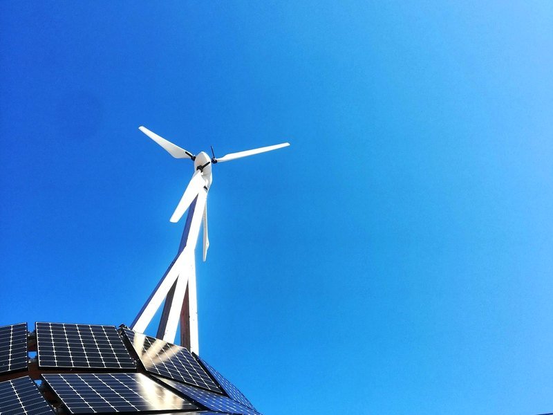 Wind turbine and solar panels