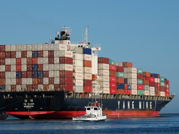 Container ship at sea